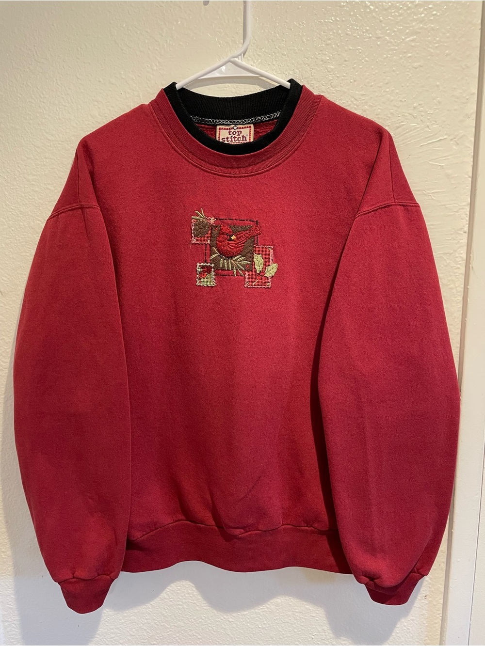 🍁 Vintage 90s Top Stitch Cozy Cardinal Sweatshirt XL 🪺